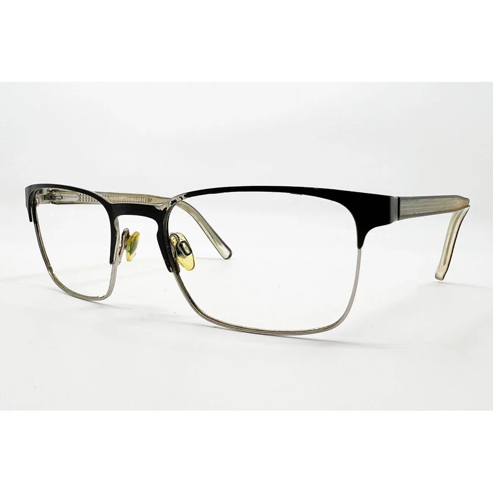 Takumi Eyeglasses Mens Navy Silver Square Half Rim Frames 53-18-140